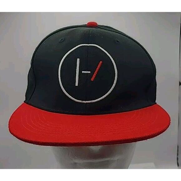 Twenty One Pilots SnapBack Hat Black Red 21 Logo Skeleton Flat Brim Baseball Cap - Picture 1 of 9